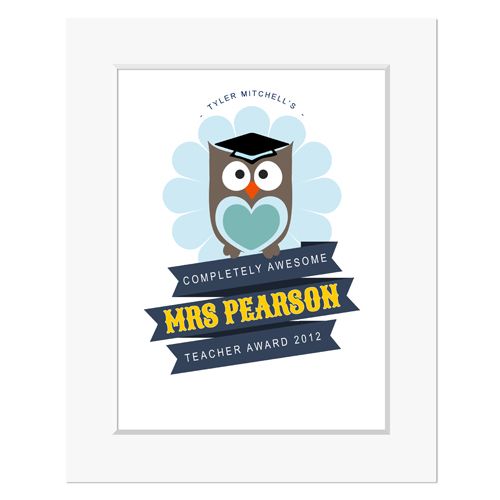 Personalised Teacher Award print end of term gift
