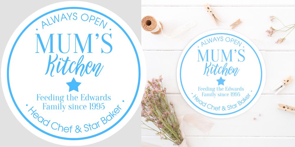 Personalised kitchen round wall plaque mum mothers day gift acrylic sign