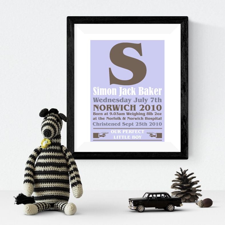 Poster personalised baby name print