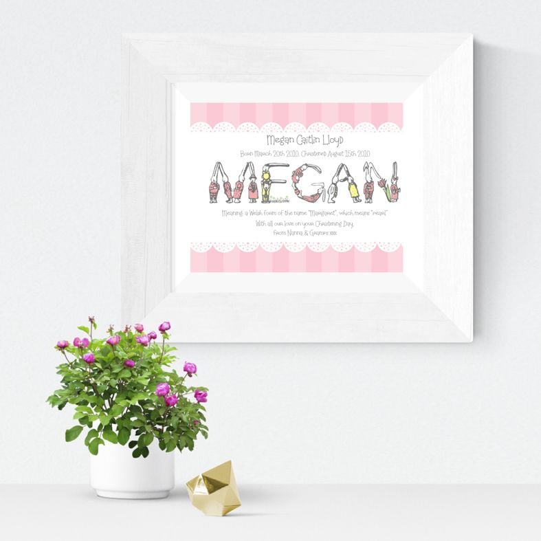 Bunny personalised new baby gift name print