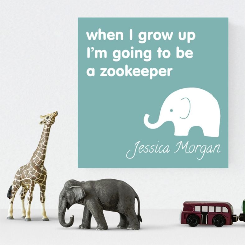 When I grow up Zookeeper personalised canvas children