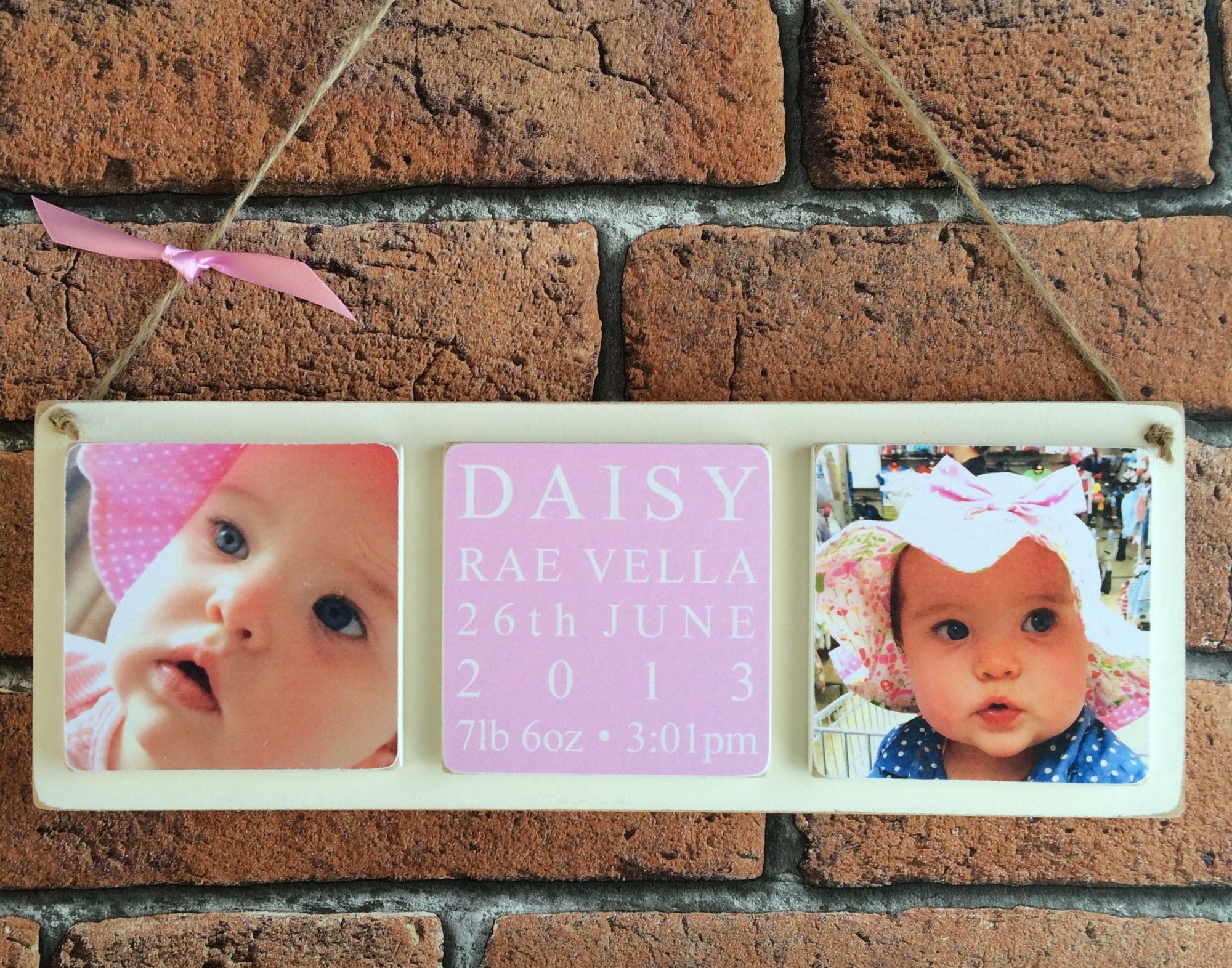 Personalised Birth wooden photo plaque