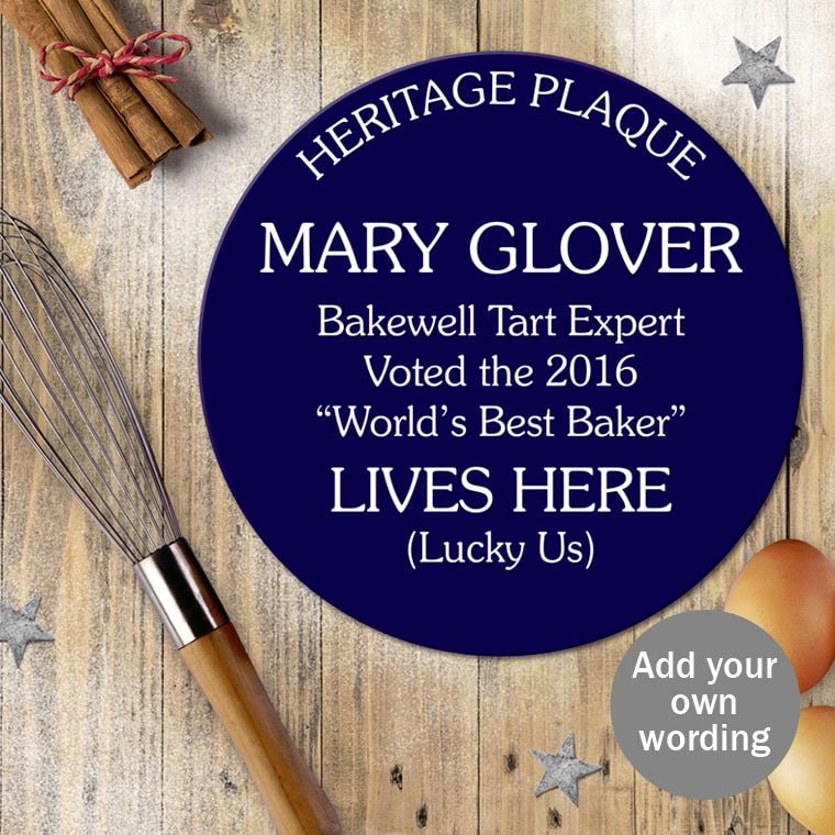 Personalised blue heritage plaque gift funny fun humourous