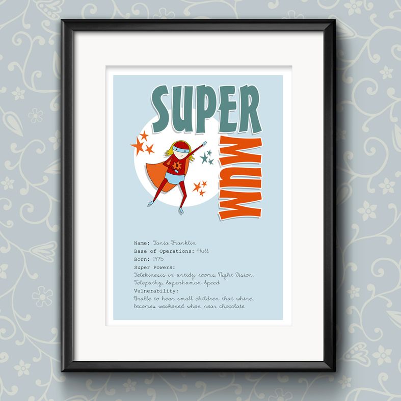 Superhero personalised prints for Mother's Day and Father's Day