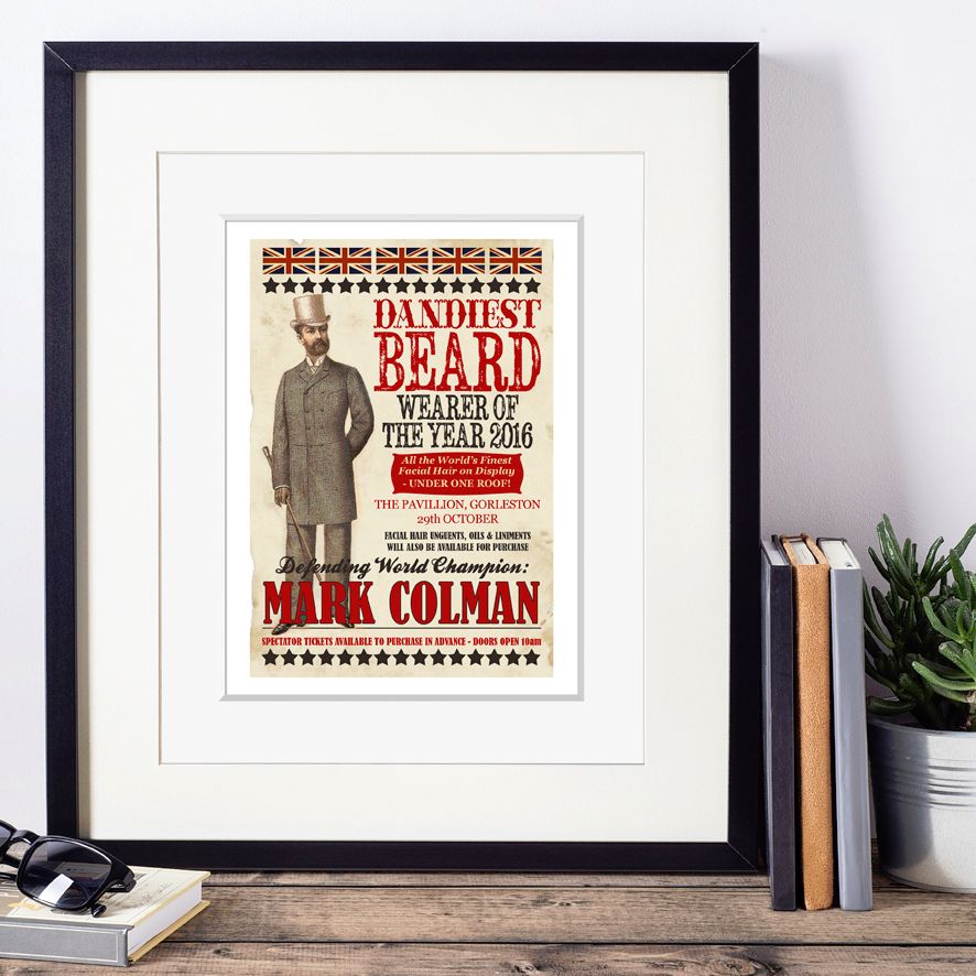 Dandiest Beard Wearer of the Year Personalised Vintage Print | the perfect gift for the beard wearing gentleman, dandy or hipster, from PhotoFairytales
