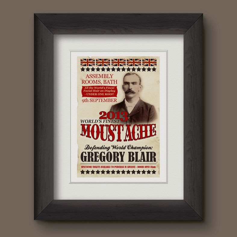 Moustache Mustache personalised vintage print