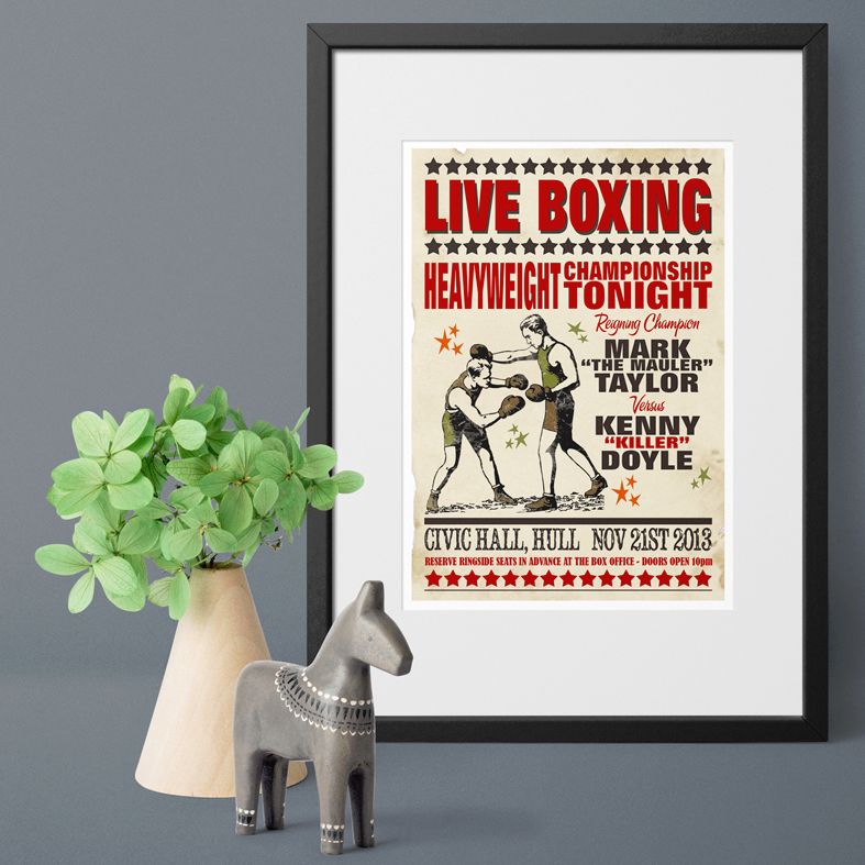 Live Boxing personalised vintage sport print