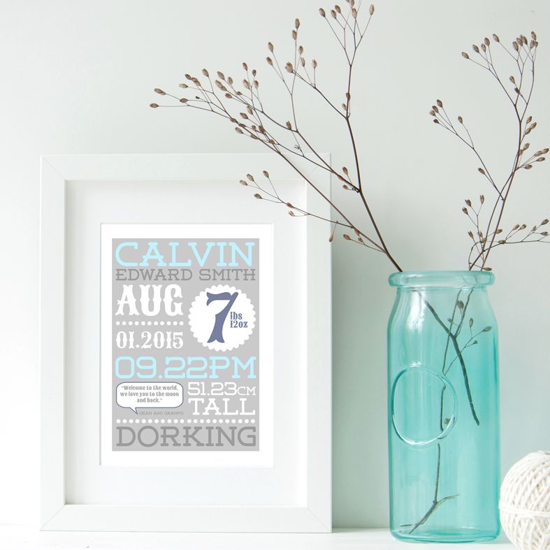 Personalised New Baby Birth Print