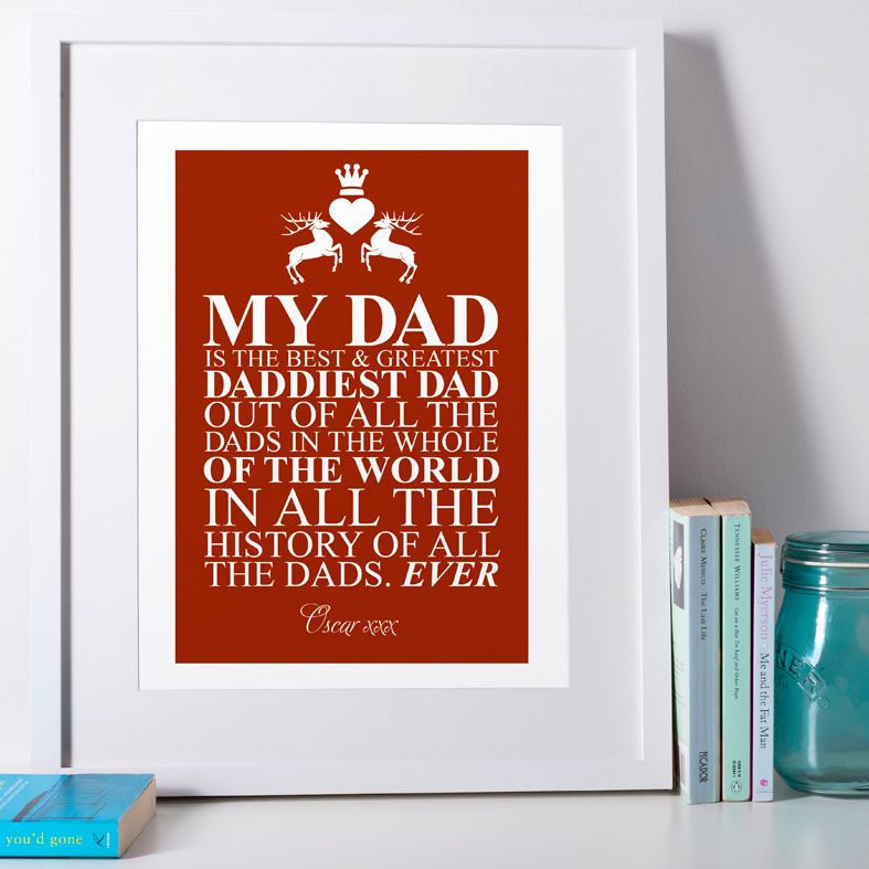Best Dad in the World personalised Fathers Day print