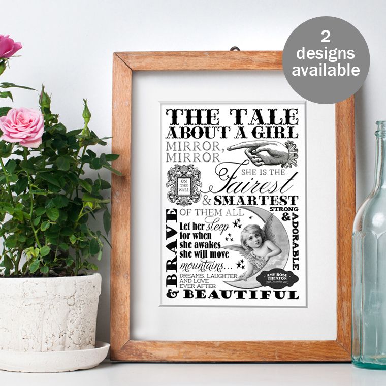 Word Art personalised typographic monochrome print