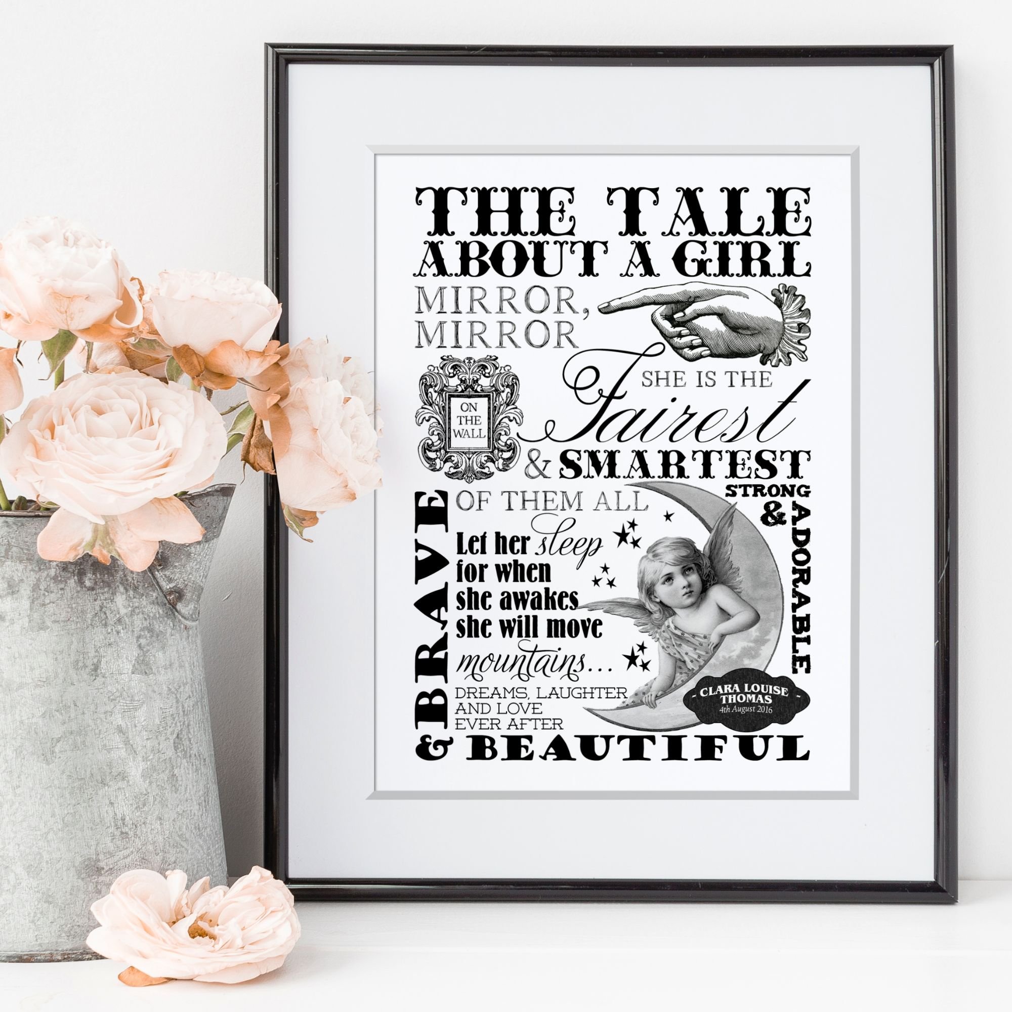 Word Art personalised print inspirational monochrome photofairytales