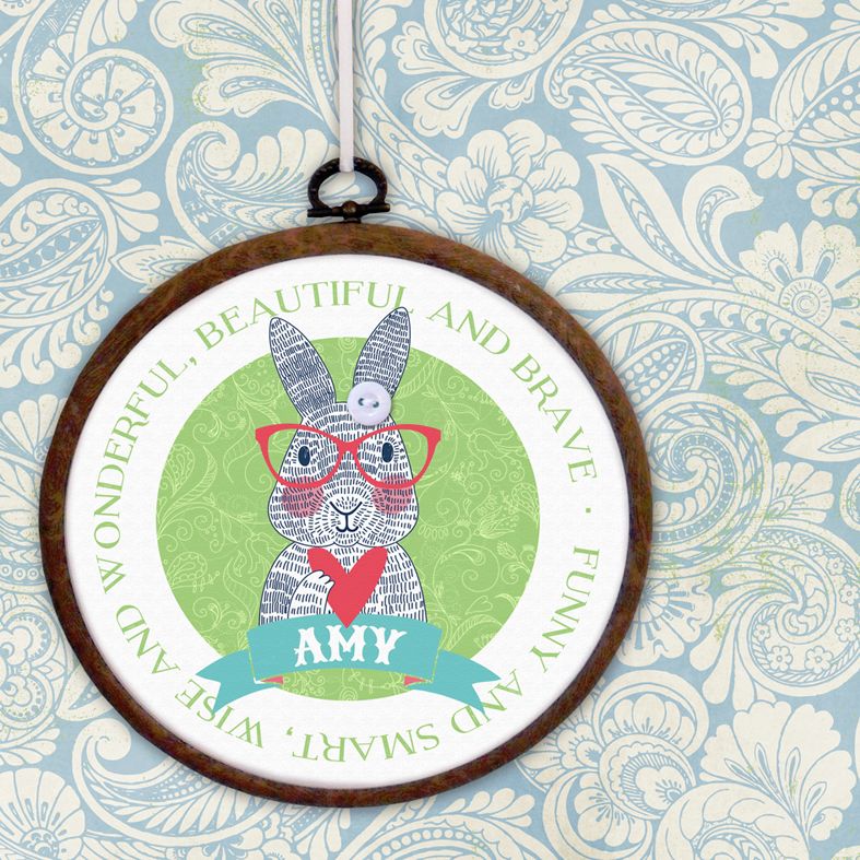 Bunny Personalised Embroidery Hoop Print | Handmade Gift, PhotoFairytales