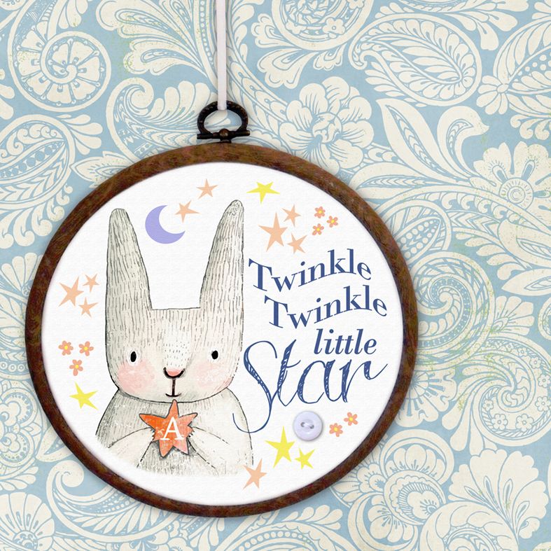 Twinkle Twinkle Little Star Personalised Embroidery Hoop Nursery Print | Handmade Baby Christening Gift, PhotoFairytales