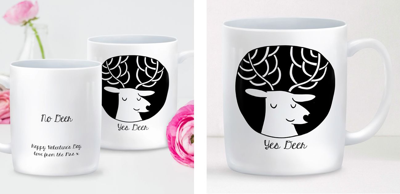 Yes Deer No Deer personalised mug anniversary Valentine's day gift