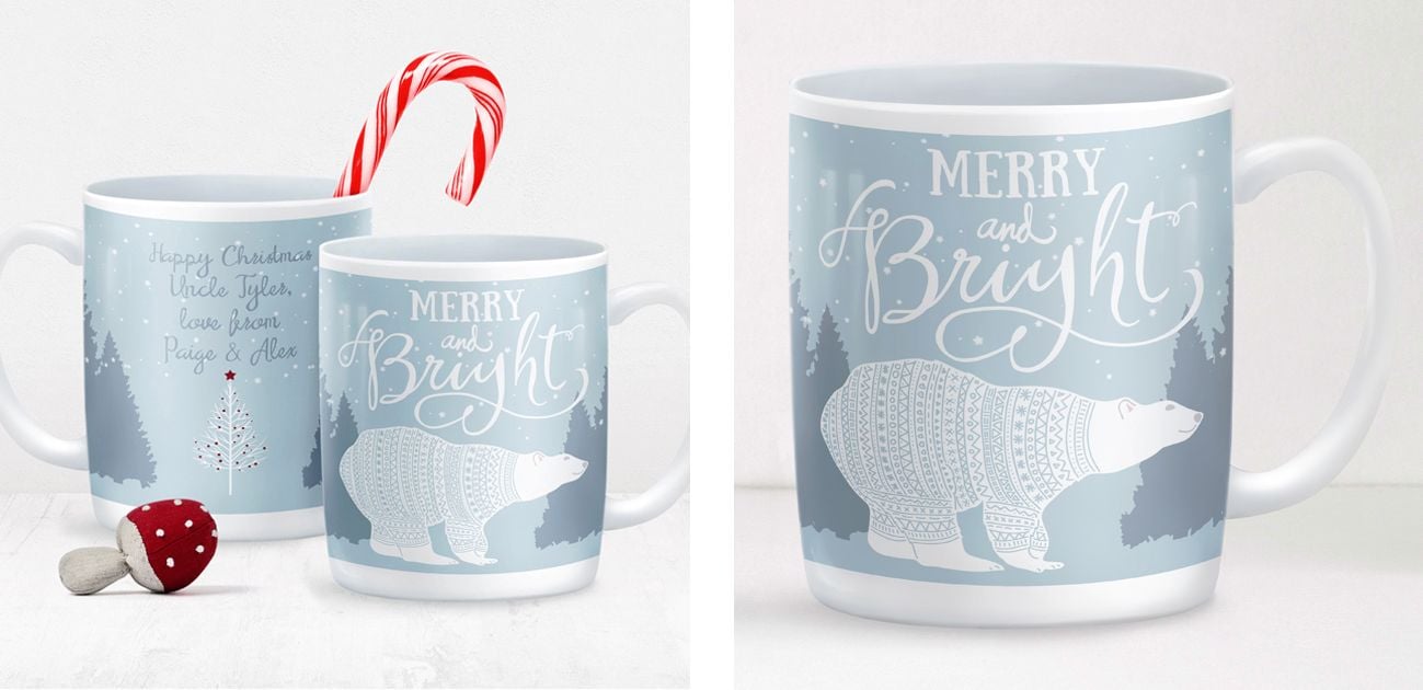 Merry and Bright personalised Christmas winter mug