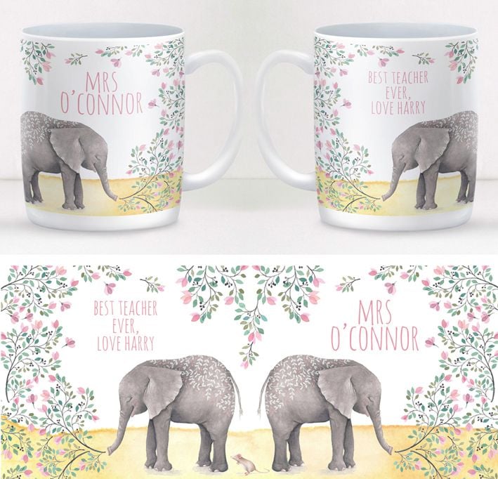 Elephant mug personalised mug teacher gift