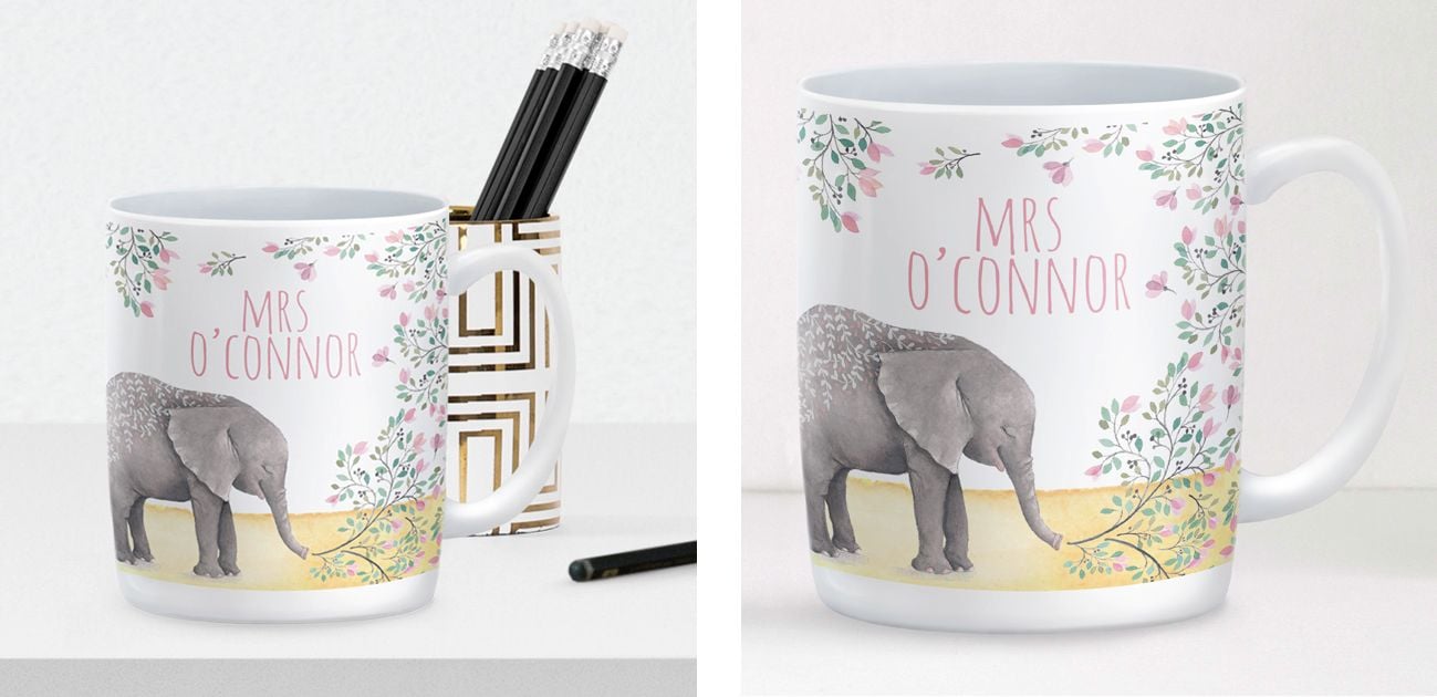 Elephant mug personalised mug teacher gift