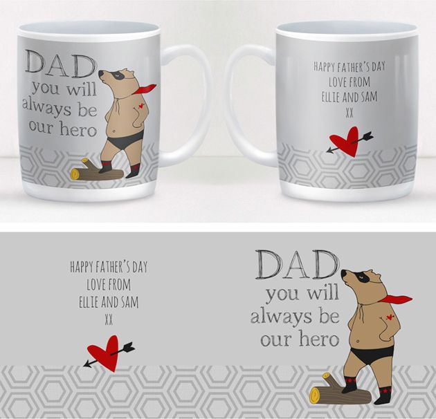 Superbear super hero personalised mug fathers day gift