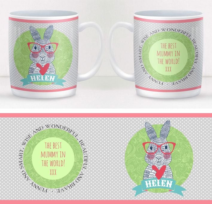 Spectacled Rabbit personalised mug gift for her