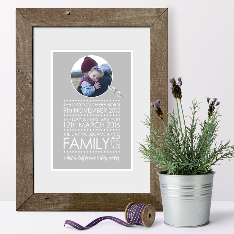 Gorgeous personalised adoption gift: What A Difference A Day Makes, stunning bespoke print, created just for you to celebrate your new family. Free P&P.
