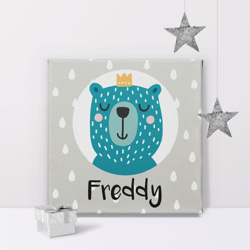 Bear Prince personalise canvas print