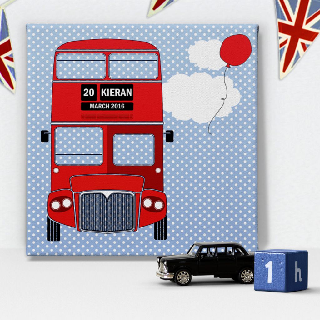 London Bus personalised canvas print for boy