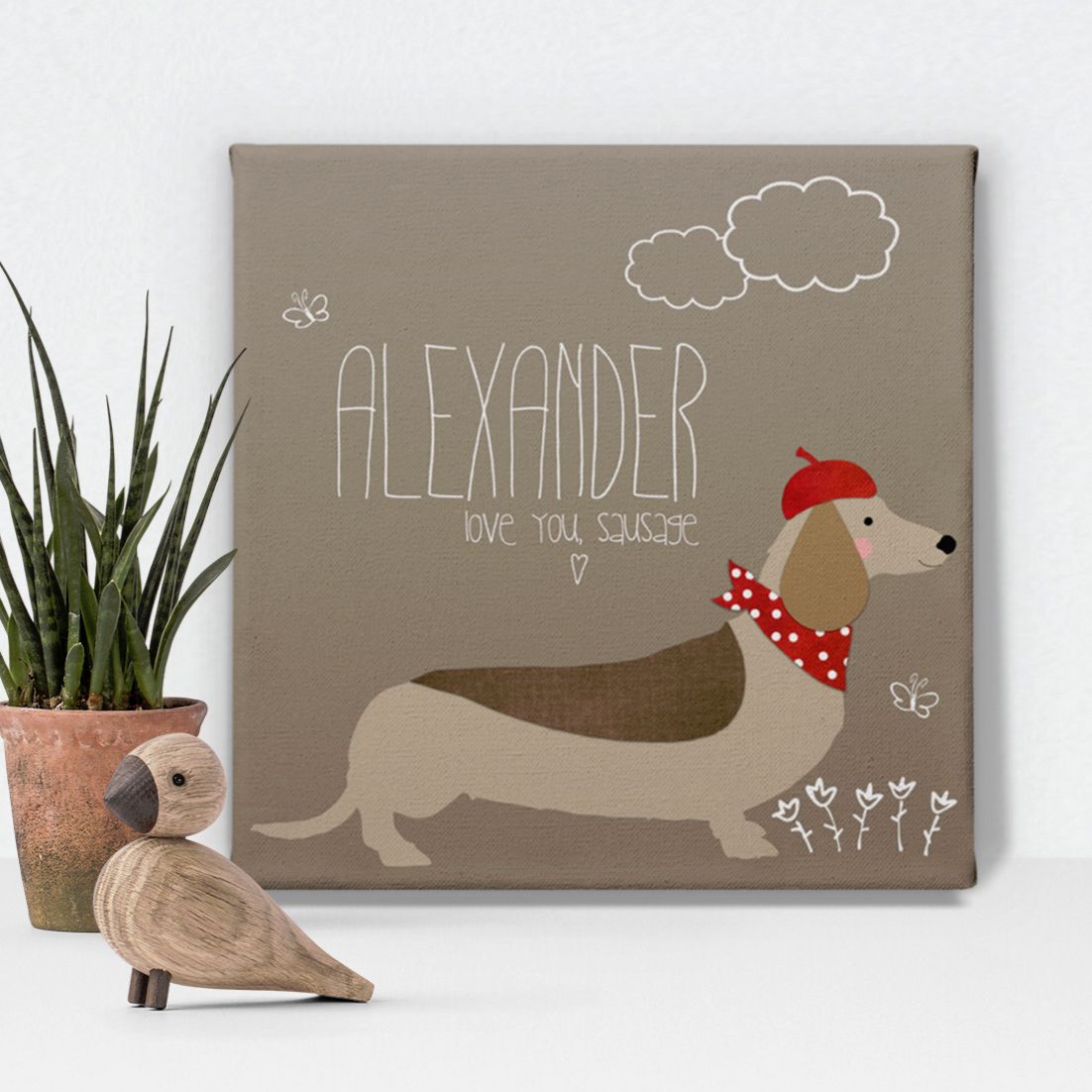 Sausage Dog dachshund personalised canvas print gift