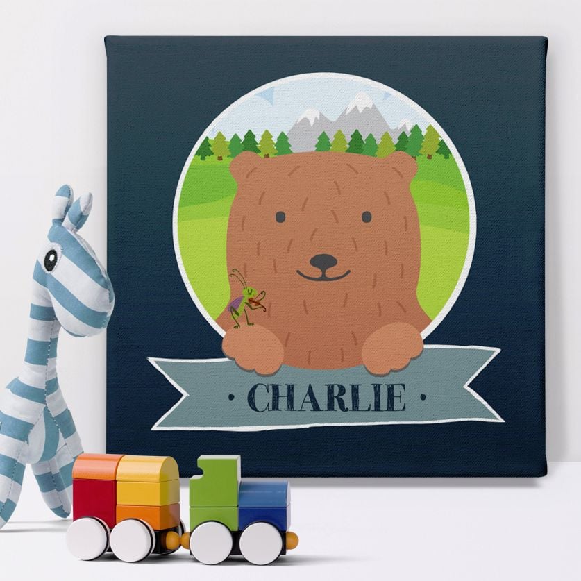 Mountain Bear personalised canvas print for her