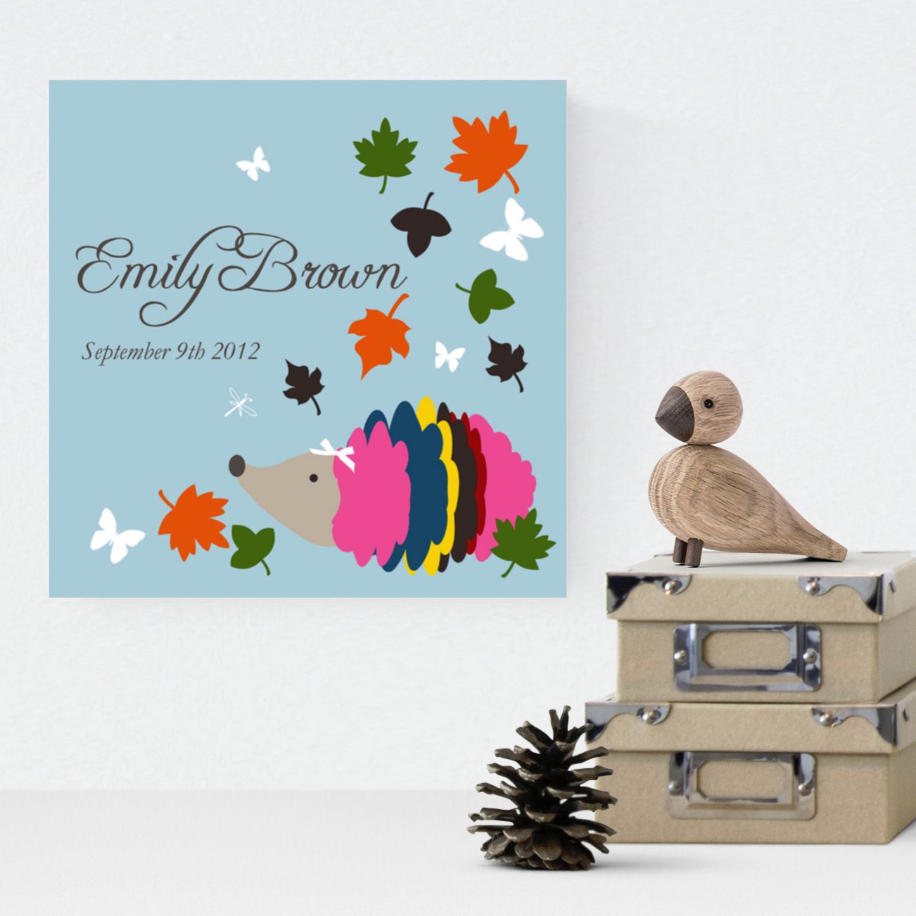 Hedgehog personalised name canvas print