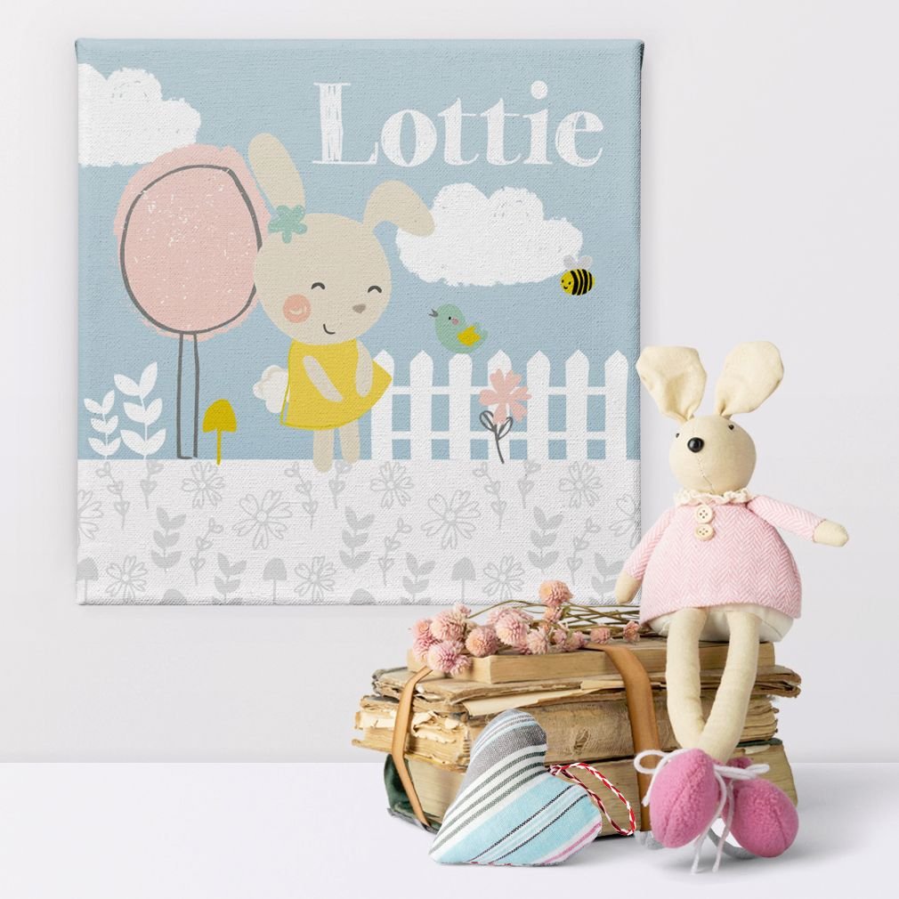 Summer Garden personalised new baby christening canvas gift