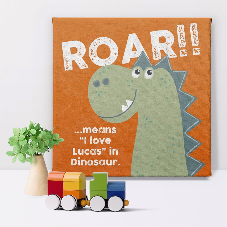 Dinosaur Love personalised canvas print fathers day gift for him