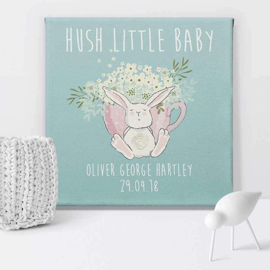 Hush Little Baby personalised nursery canvas print
