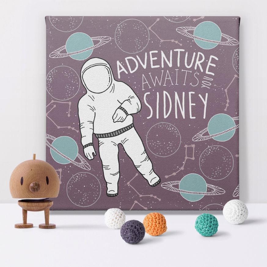 Space Adventure astronaut personalised canvas print picture