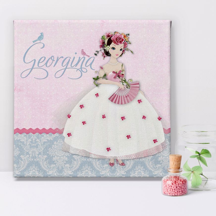 Damask Belle personalised canvas print girl