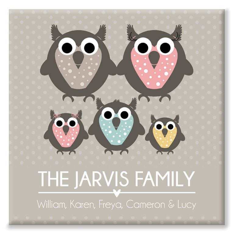Owl Family personalised canvas print gift
