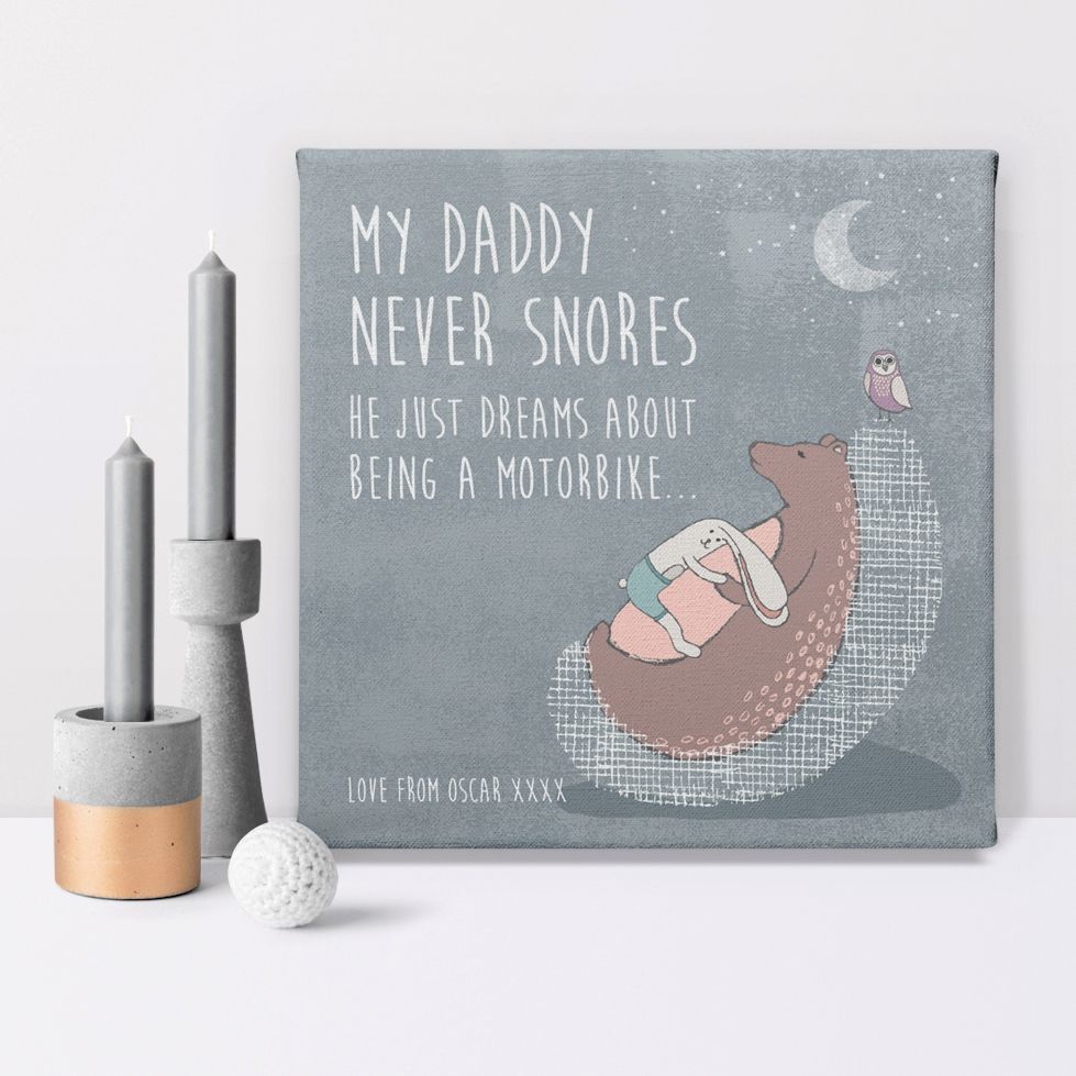 Daddy Snores personalised wedding anniversary canvas gift
