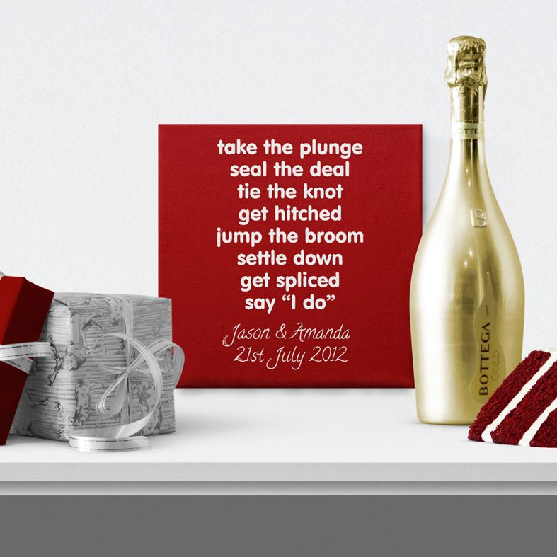 Tie the Knot Get Married personalised wedding canvas gift