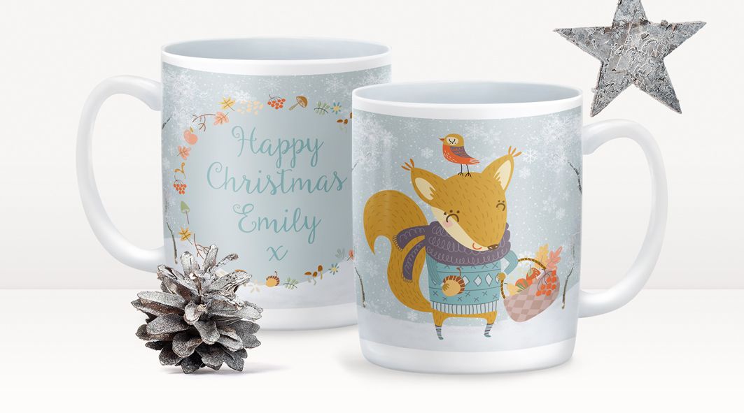 Winter Squirrel personalised Christmas mug