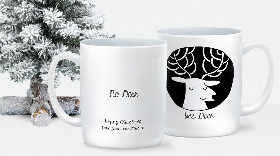 Yes Deer No Deer personalised mug anniversary Valentine's day gift