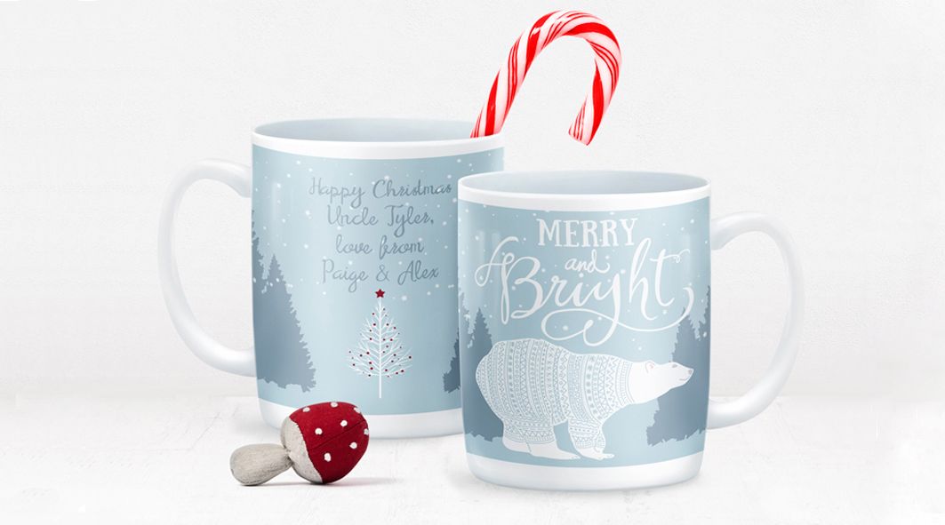 Merry and Bright personalised Christmas winter mug