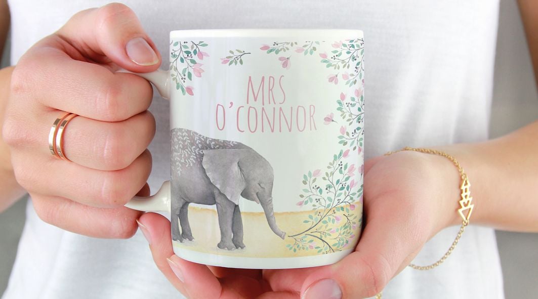 Elephant mug personalised mug teacher gift