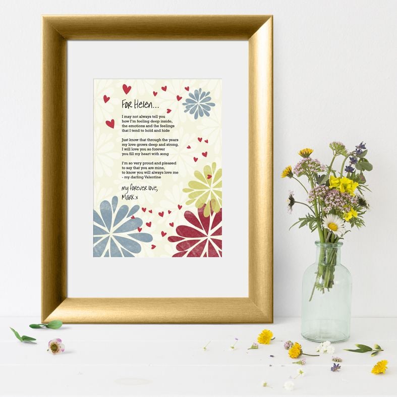 Flower Stamp personalised love poem print | Valentine gift | PhotoFairytales