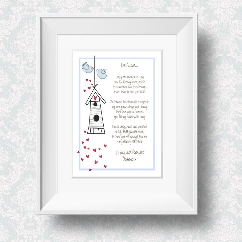 Love Birds romantic personalised love poem print | Valentine gift | PhotoFairytales