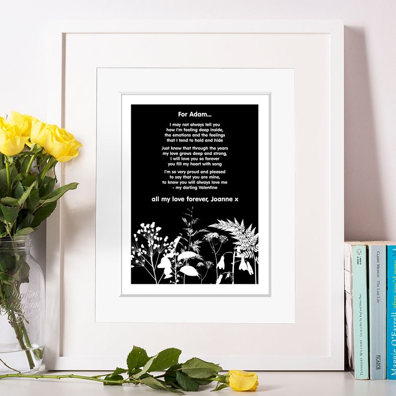 Personalised Poem Art Prints| custom designed love poem print designs. Keep the featured love poem or request your own special wording, poetry or song lyrics. A truly thoughtful and touching romantic gift idea, from PhotoFairytales #personalisedpoem #poemart #poemprint