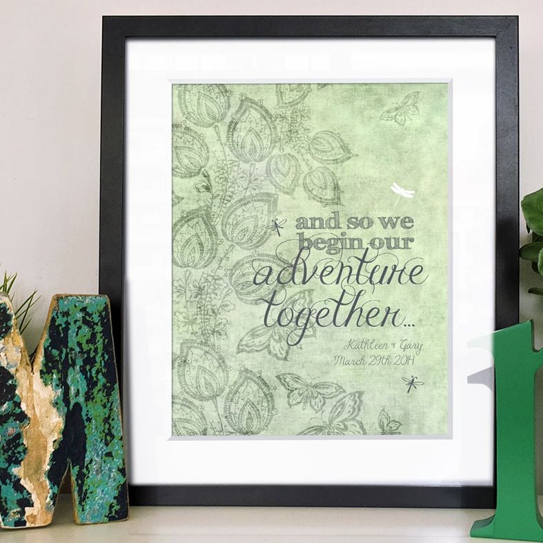 We Begin our Adventure Together personalised wedding print gift | PhotoFairytales
