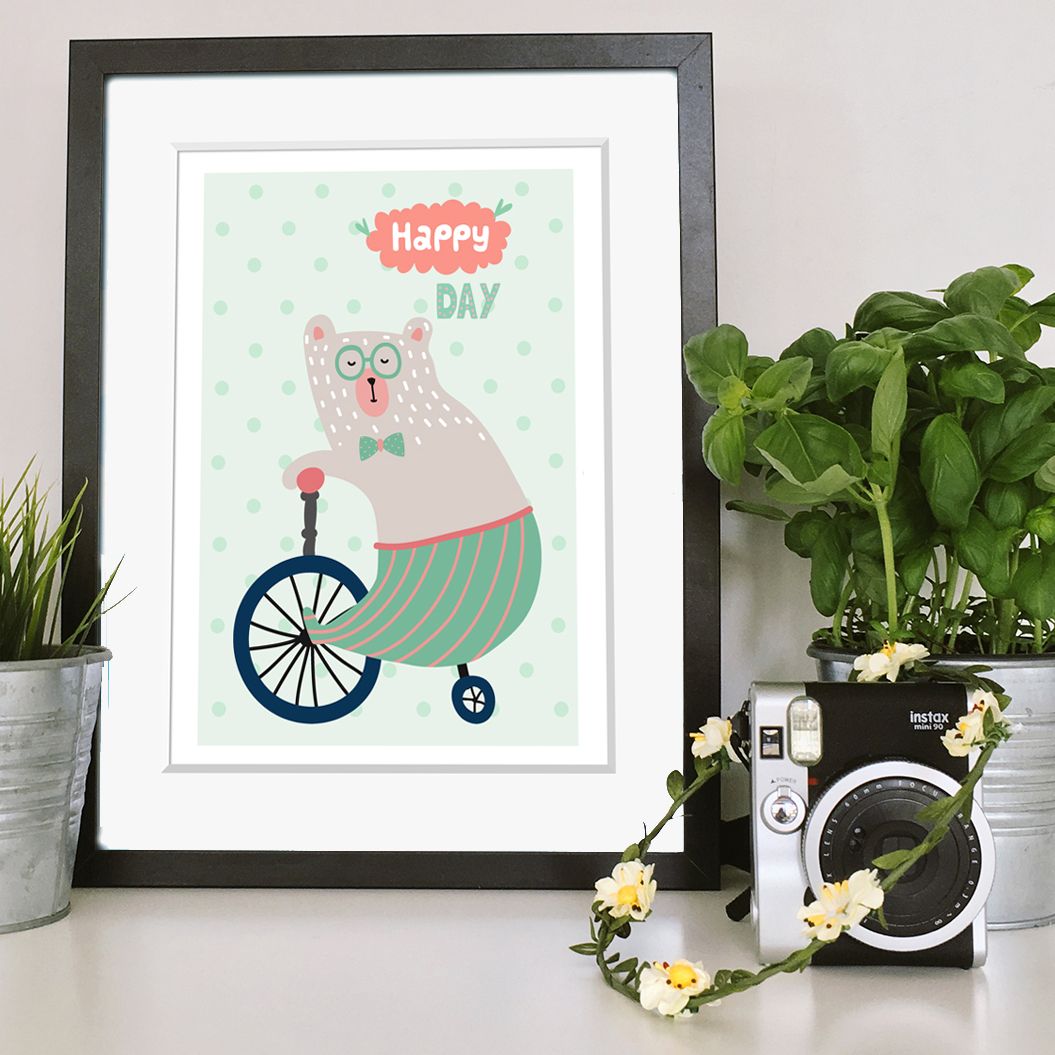 Happy Day bear print | nursery art | PhotoFairytales