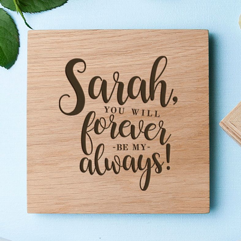 Personalised Real Oak Photo Cubes, Forever My Always | romantic gift for Valentine, anniversary or wedding. Handcrafted, engraved to order, available filled with chocolates!