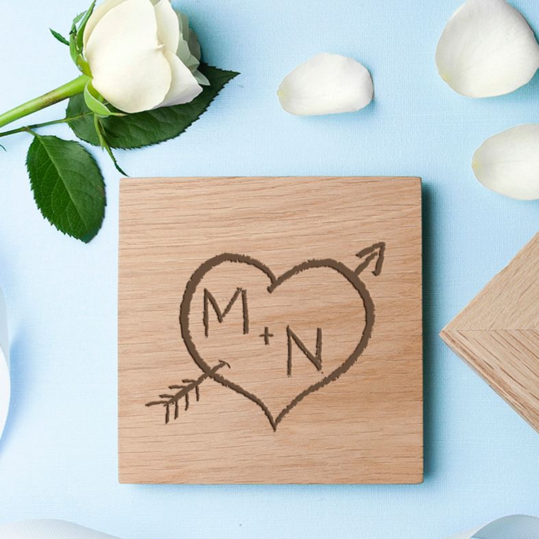Personalised Real Oak Photo Cubes, Carved Heart | romantic gift for Valentine, anniversary or wedding. Handcrafted, engraved to order, also available filled with chocolates!