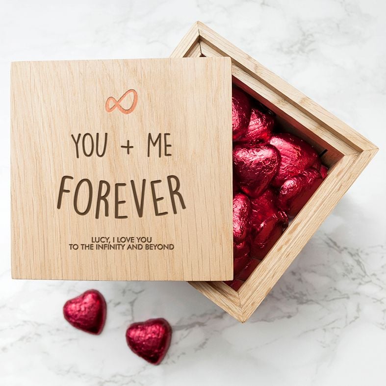 Personalised Real Oak Photo Cubes | romantic gift for Valentine, anniversary or wedding. Handcrafted, engraved to order, also available filled with chocolates!