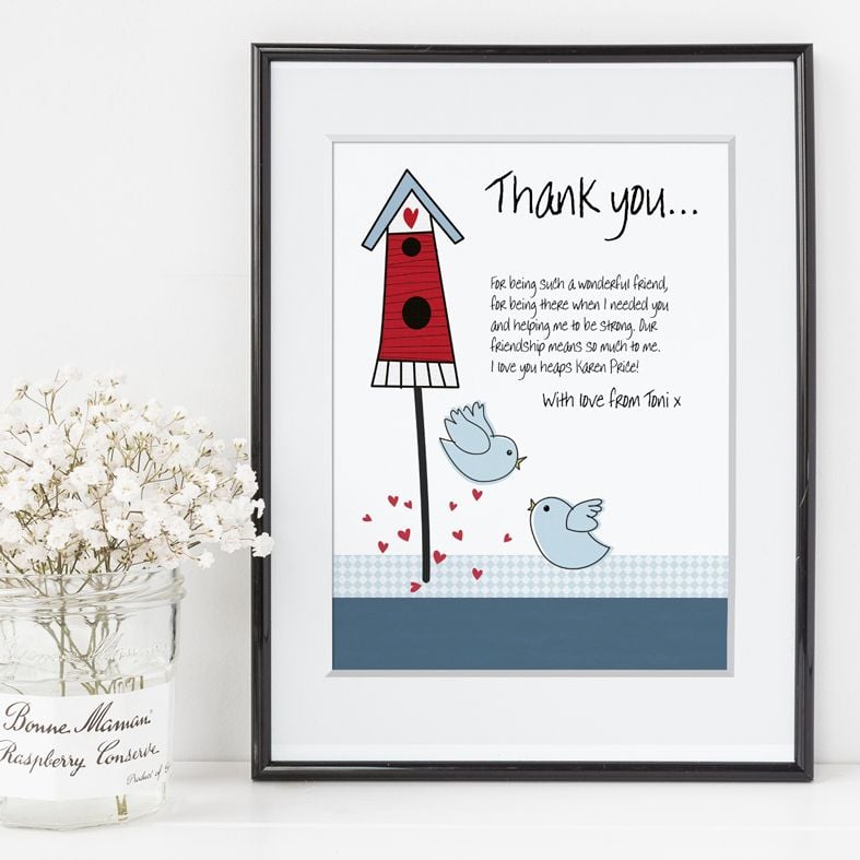 Two Birds personalised message print gift